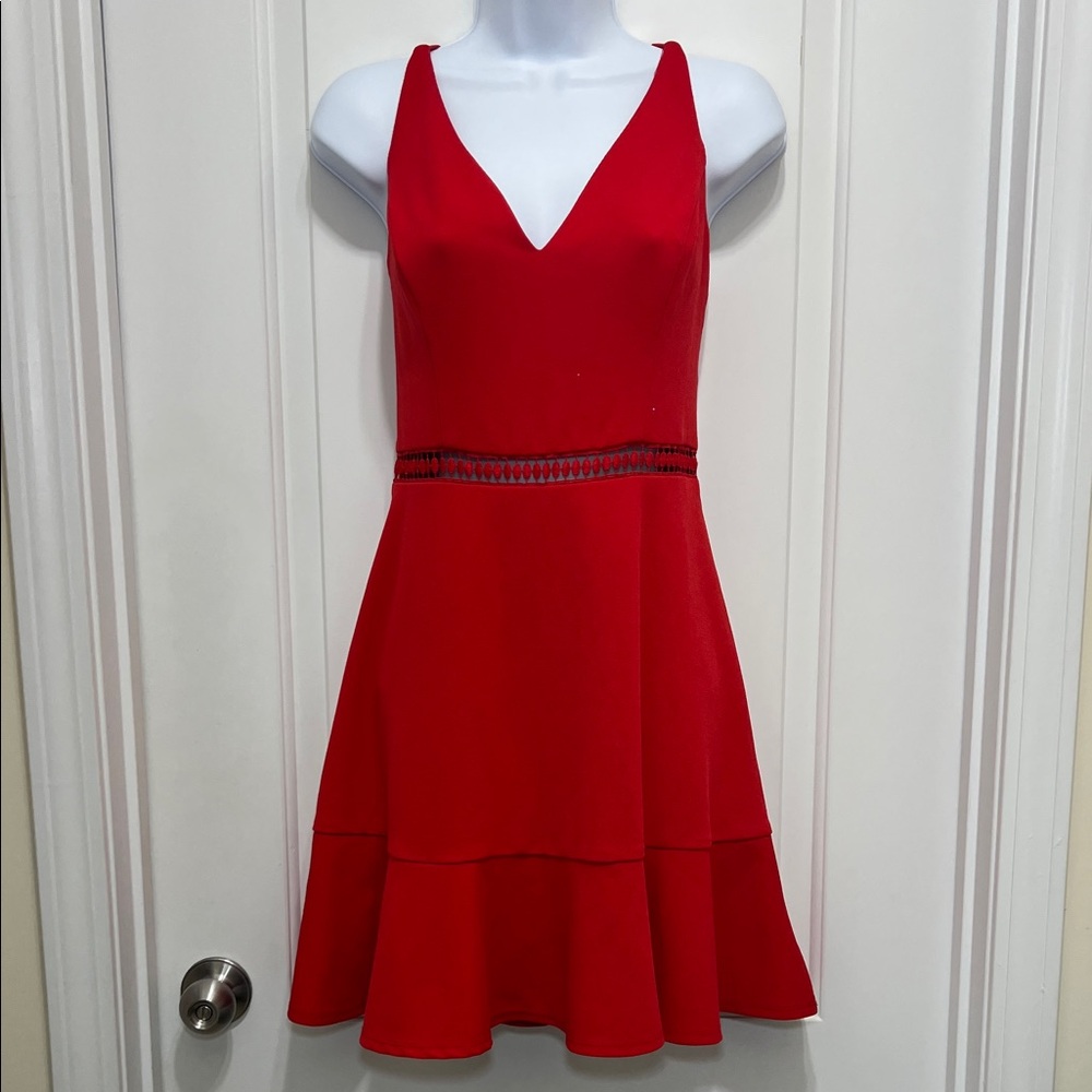 Speechless Red V-Neck Fit & Flare Mini Dress
